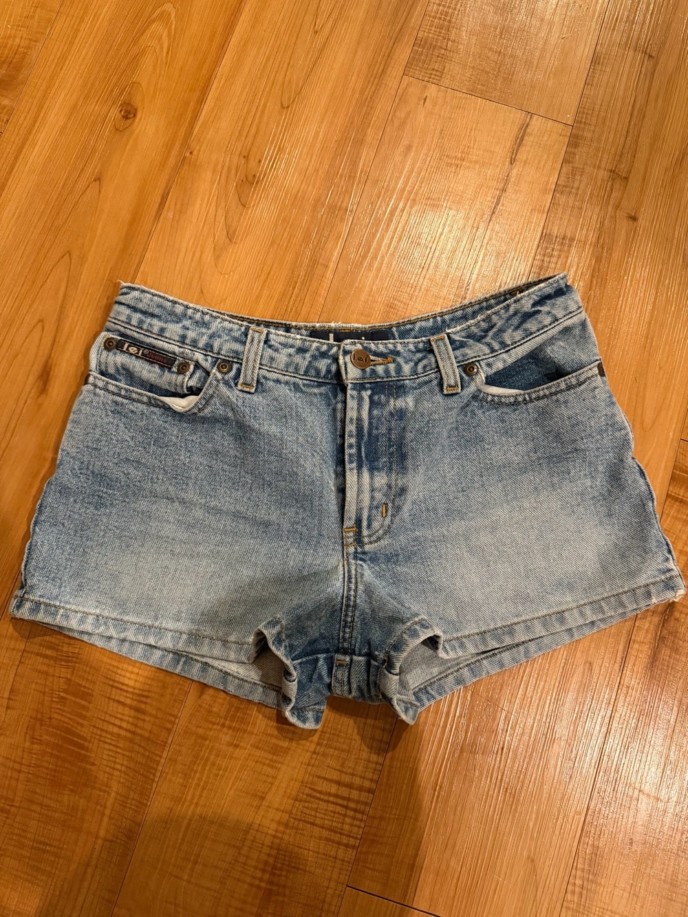 LEI Light Blue Vintage Wash Micro Denim Shorts